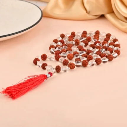 Clear Quartz and Rudraksha Mala